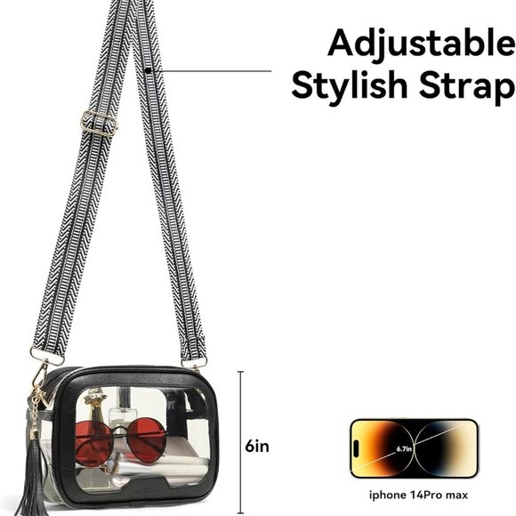 Waterproof Clear Crossbody Bag with Roomy Design - Essential for Stadium Events - Picture 2 of 6